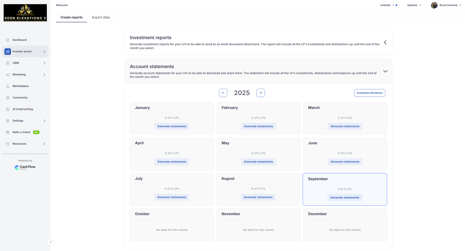 Monthly investment reporting portal